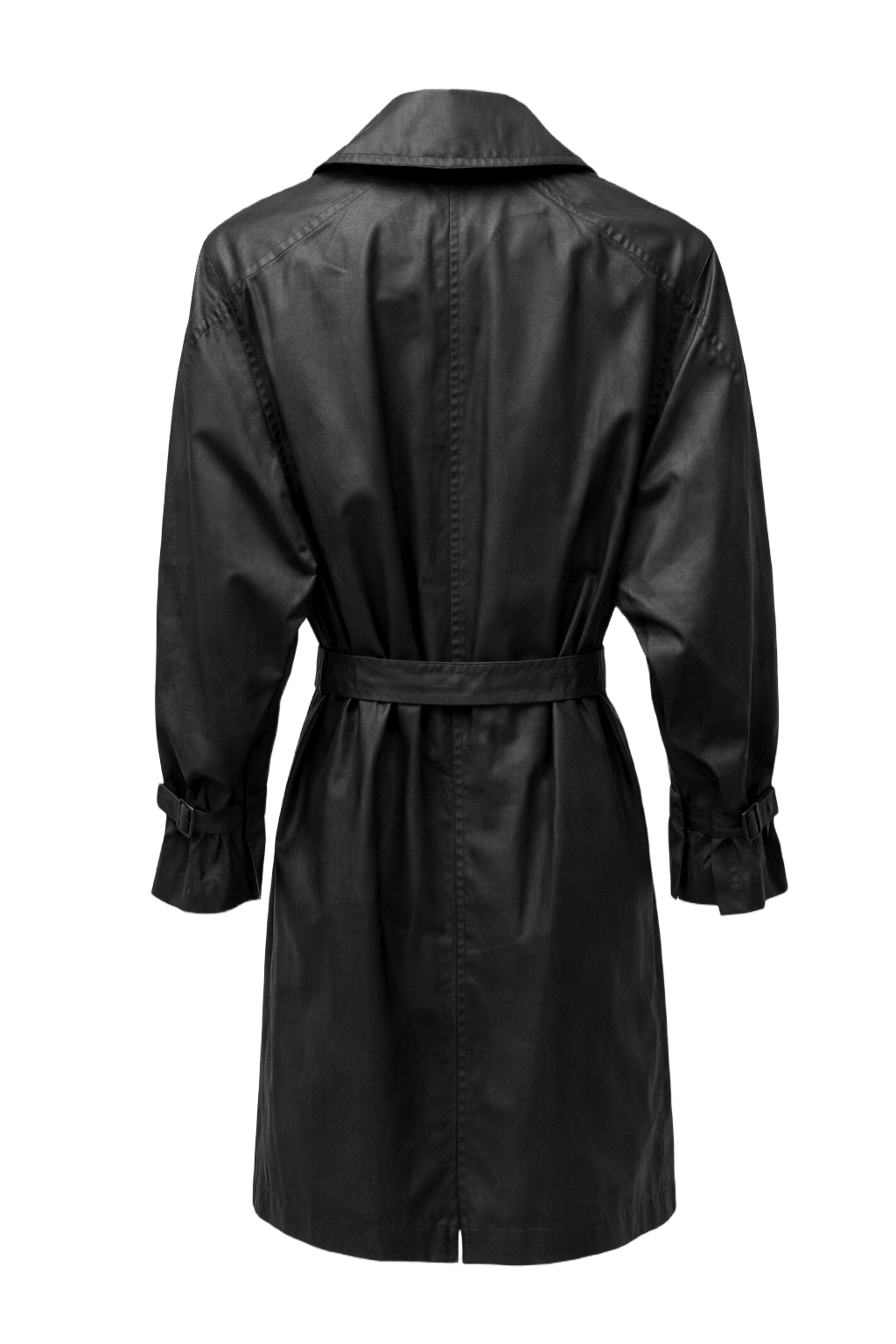 1990s Black Cotton Blend Trench Coat - Back View