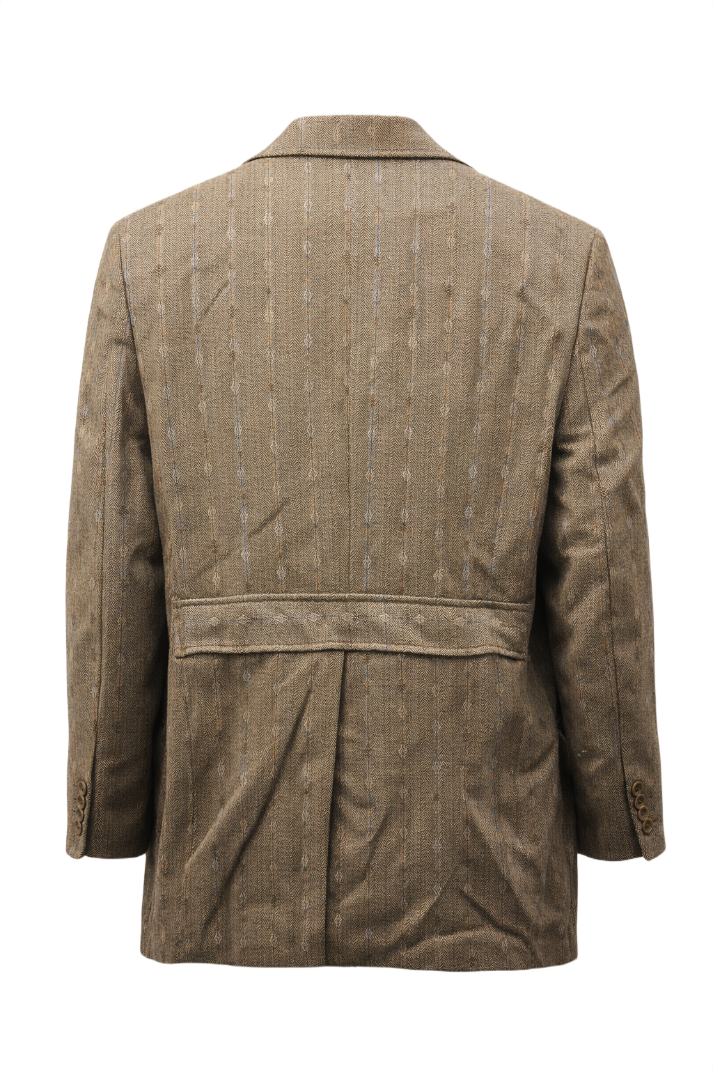 1970s Taupe Brown Wool Blazer - Back View