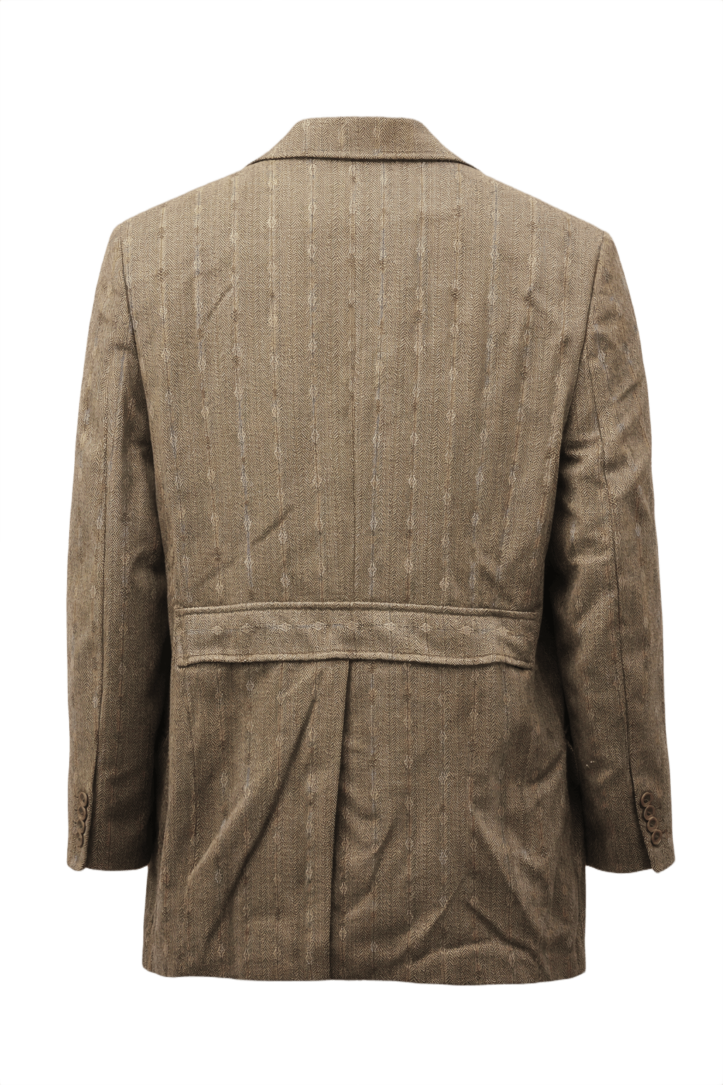1970s Taupe Brown Wool Blazer - Back View