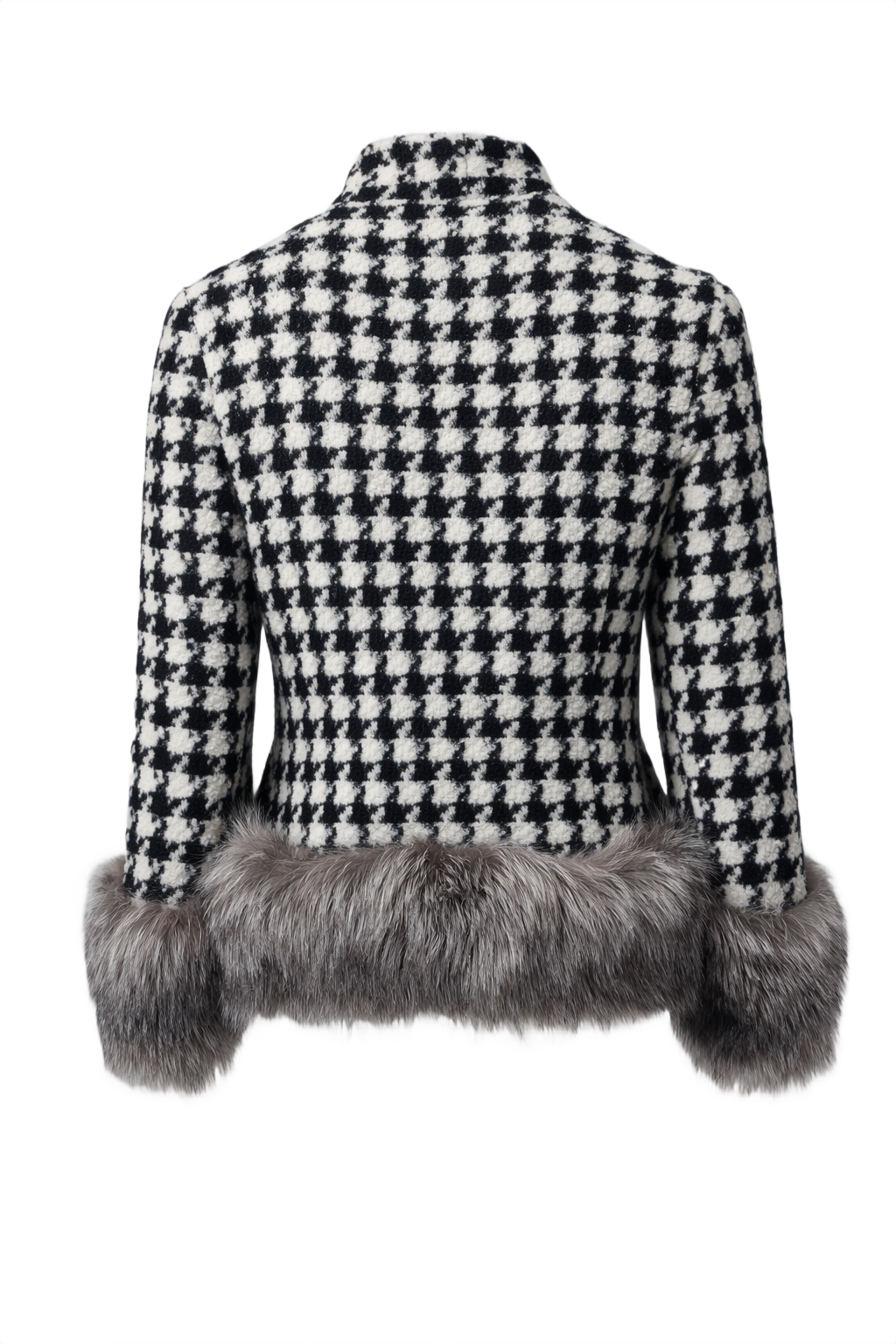 1980s Black and White Wool Blend Jacket - Back View