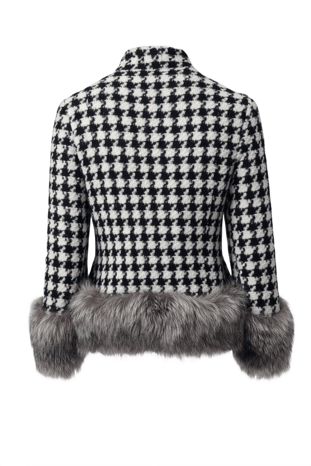 1980s Black and White Wool Blend Jacket - Back View