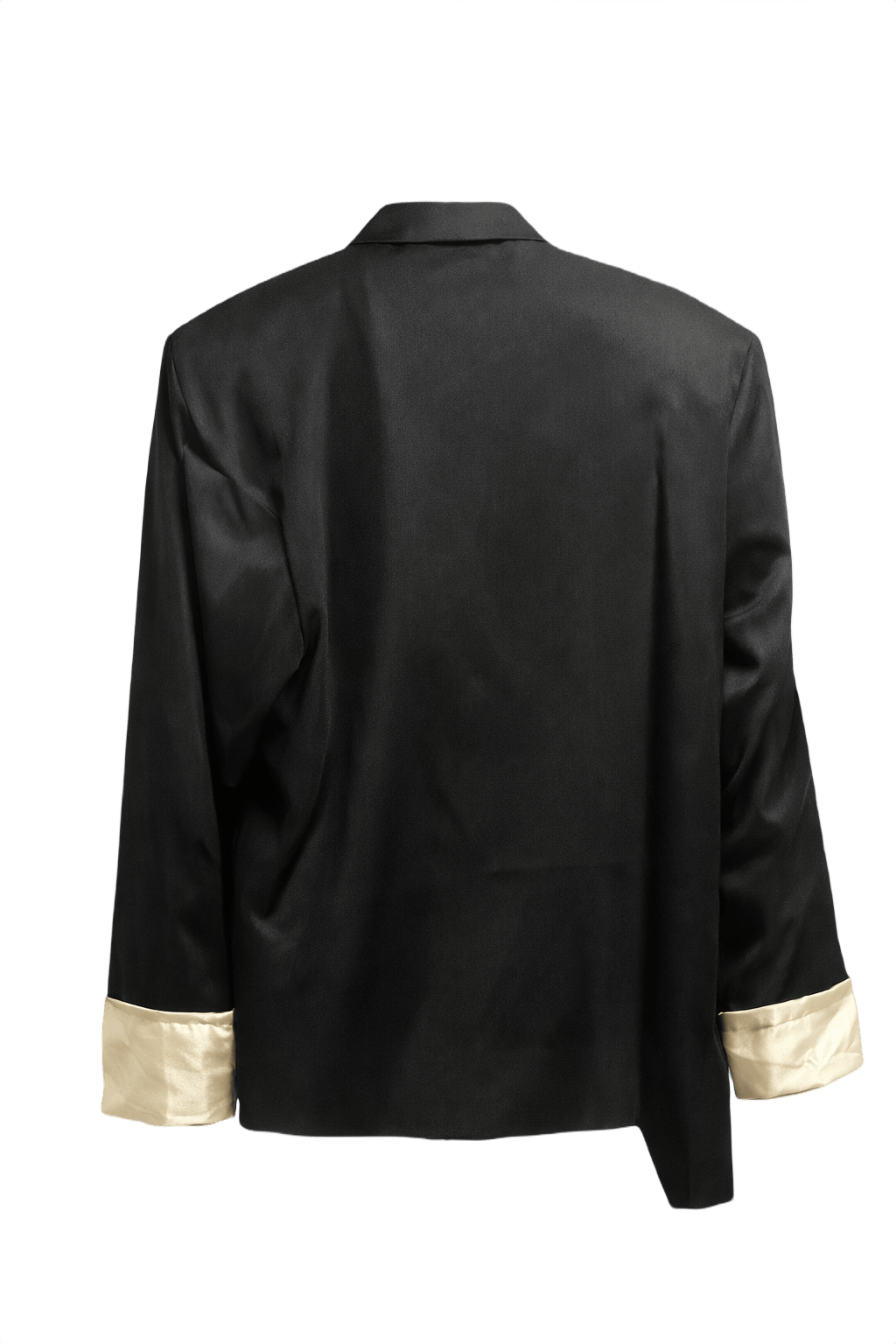 1970s Black Silk Shirt with Ivory Dragon Embroidery - Back View