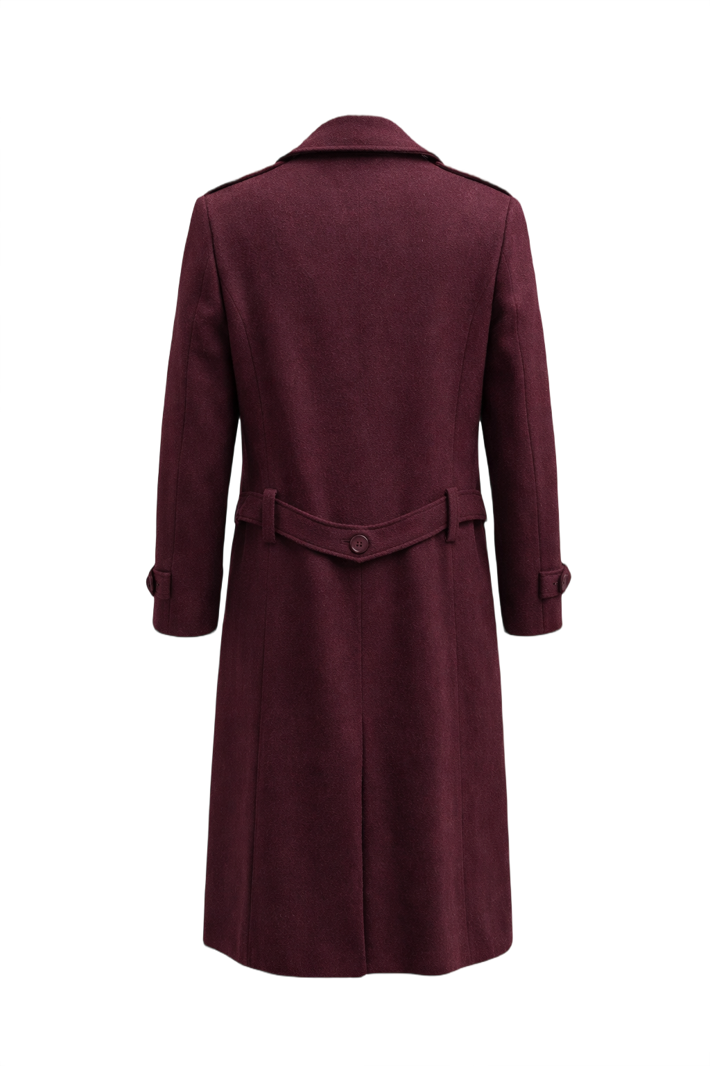1990s Deep Burgundy Wool Coat - Back View