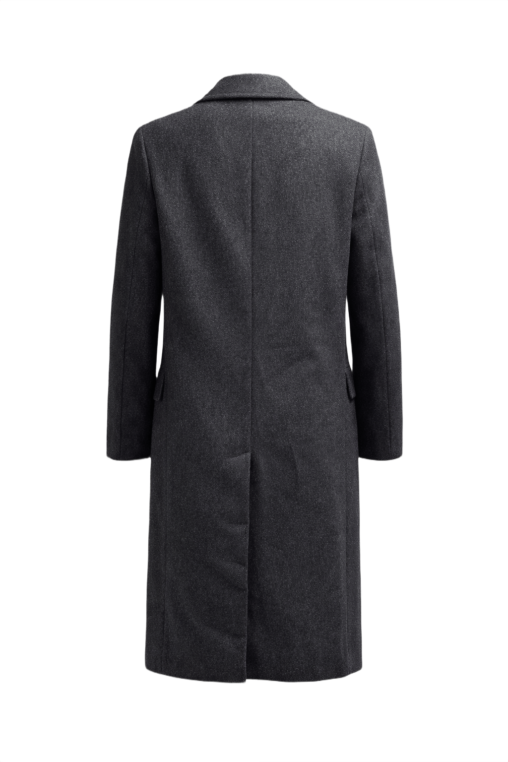 1990s Charcoal Grey Wool Coat - Back View