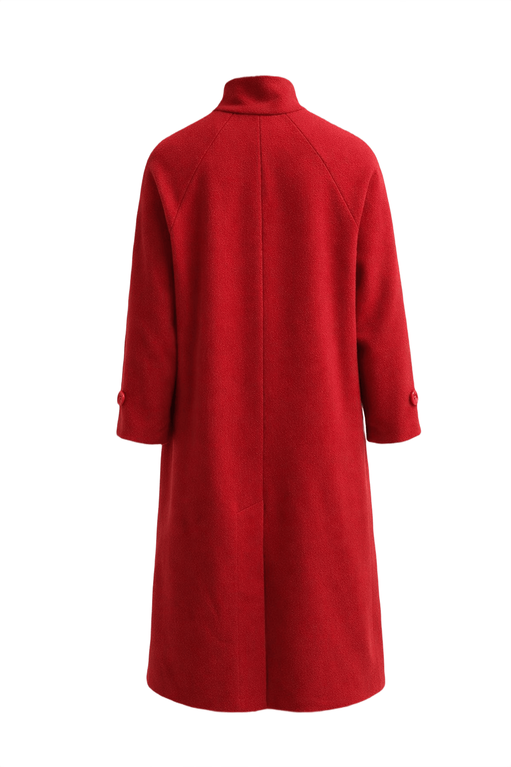 1990s Bright Red Wool Coat - Back View