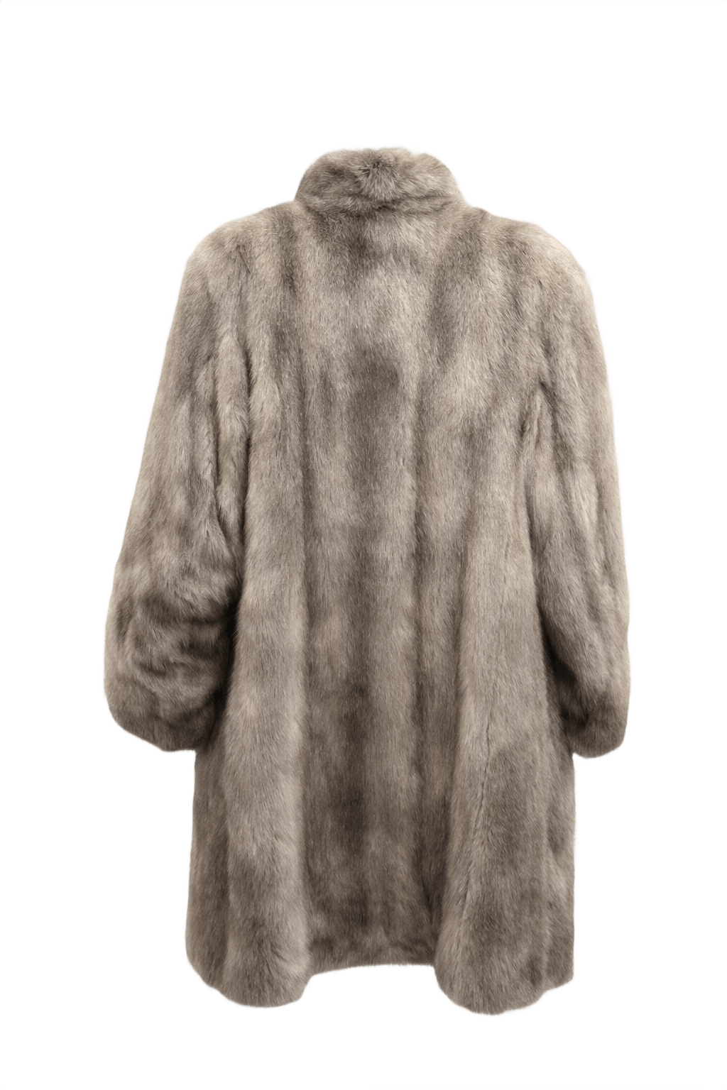 1980s Light Grey Fur Coat - Back View