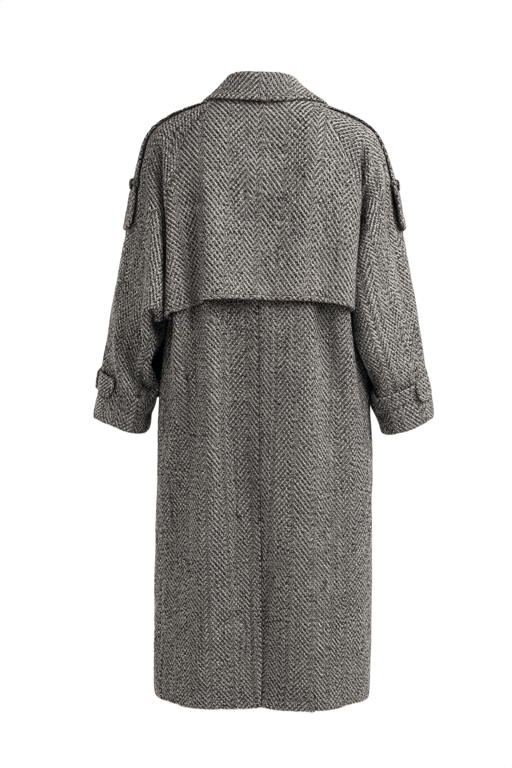 1980s Black/White Wool Coat - Back View
