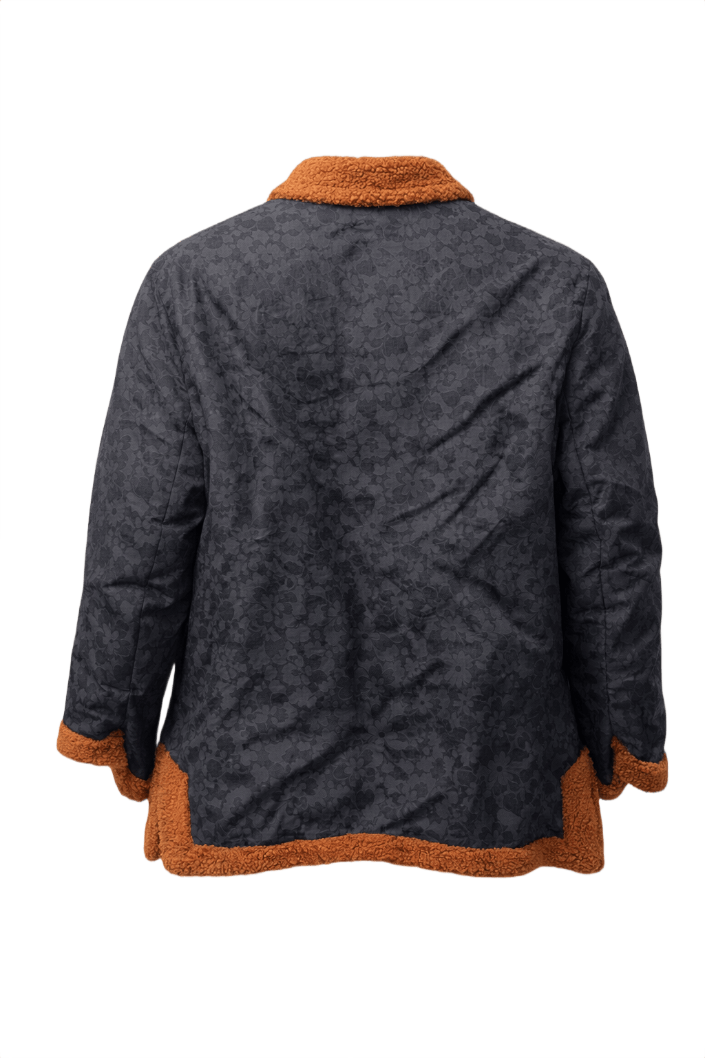 1960s Black Floral Jacquard Womens Jacket - Back View
