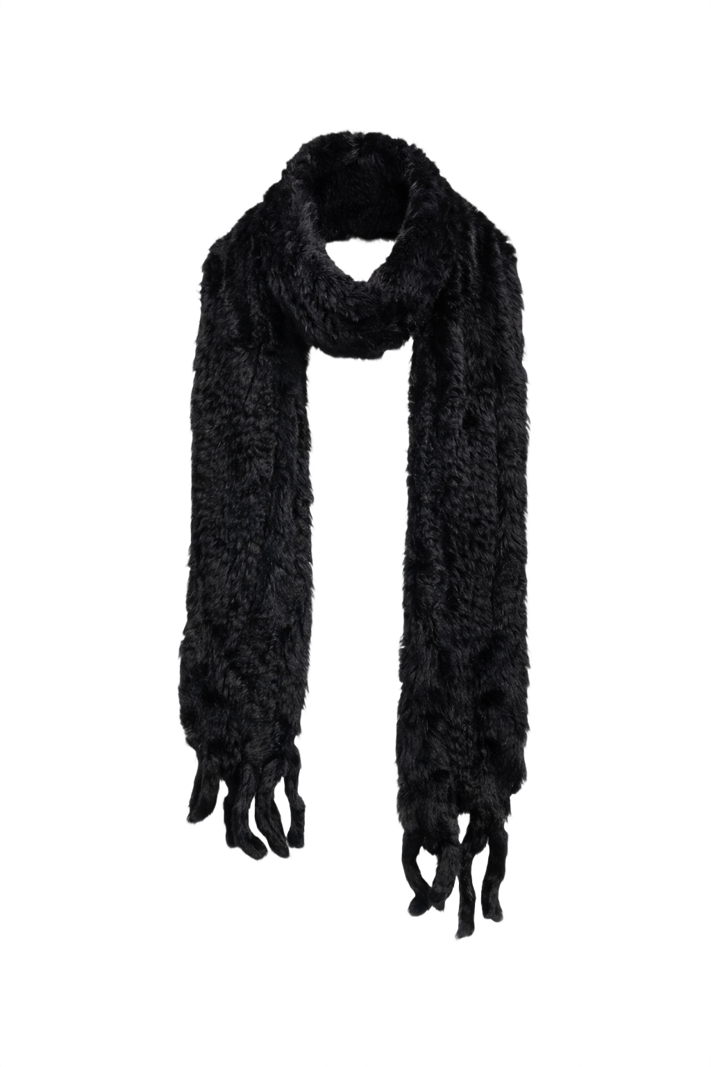 1980s Black Fur Scarf - Front View