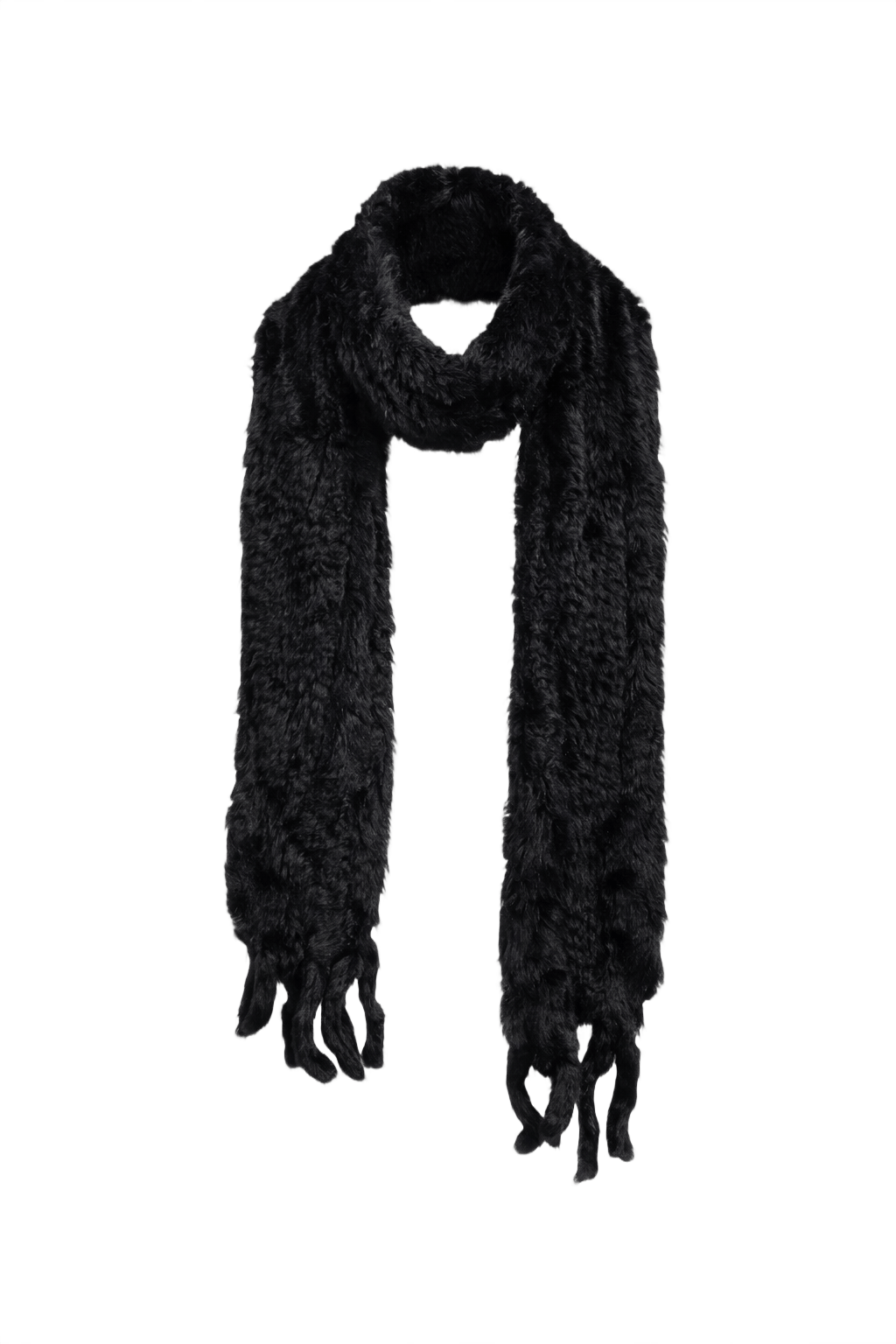 1980s Black Fur Scarf - Front View