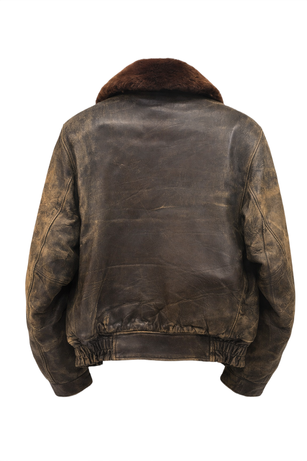 1960s Brown Leather Distressed Leather Jacket - Back View
