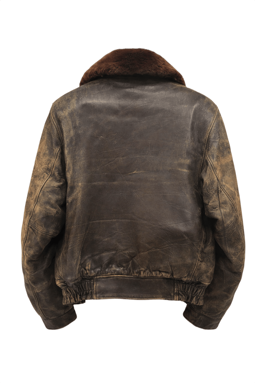 1960s Brown Leather Distressed Leather Jacket - Back View