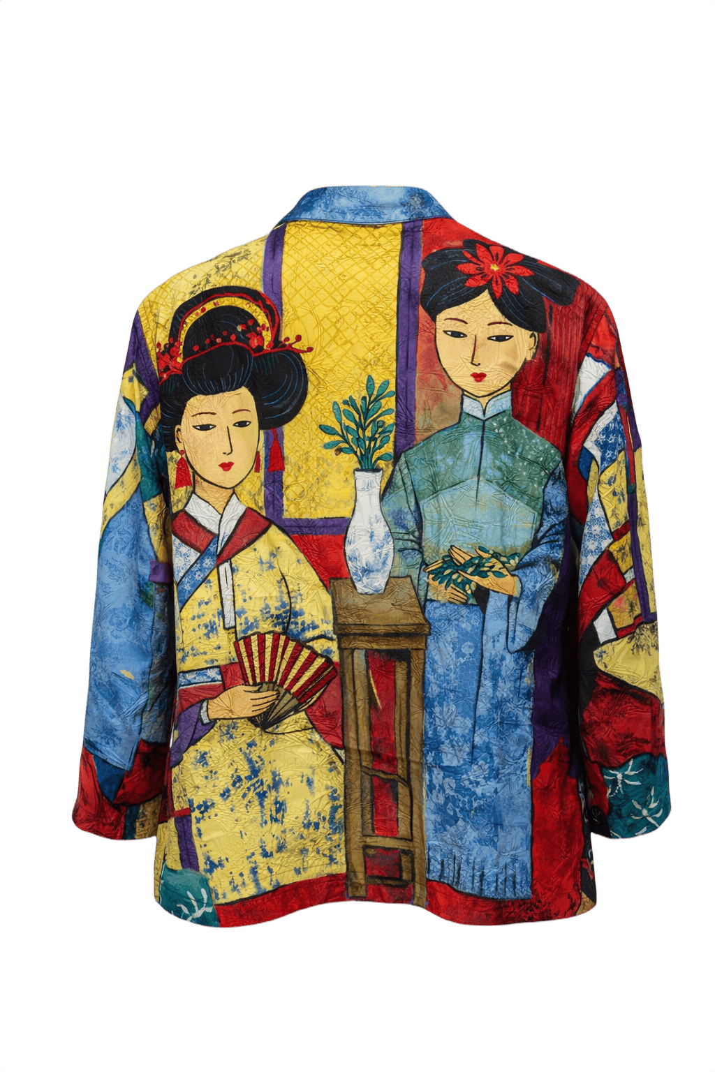 1980s Multicolor Cotton Blouse - Back View