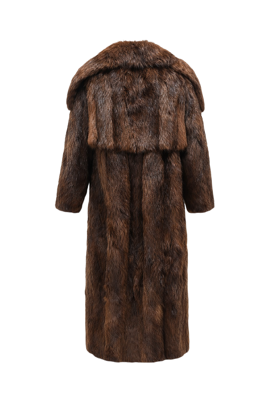 1980s Dark Brown Fur Coat - Back View