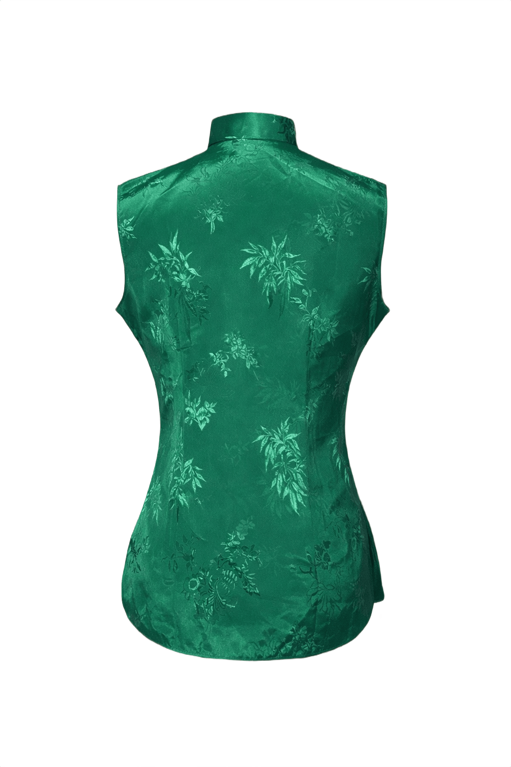 1970s Emerald Green Silk Blouse - Back View