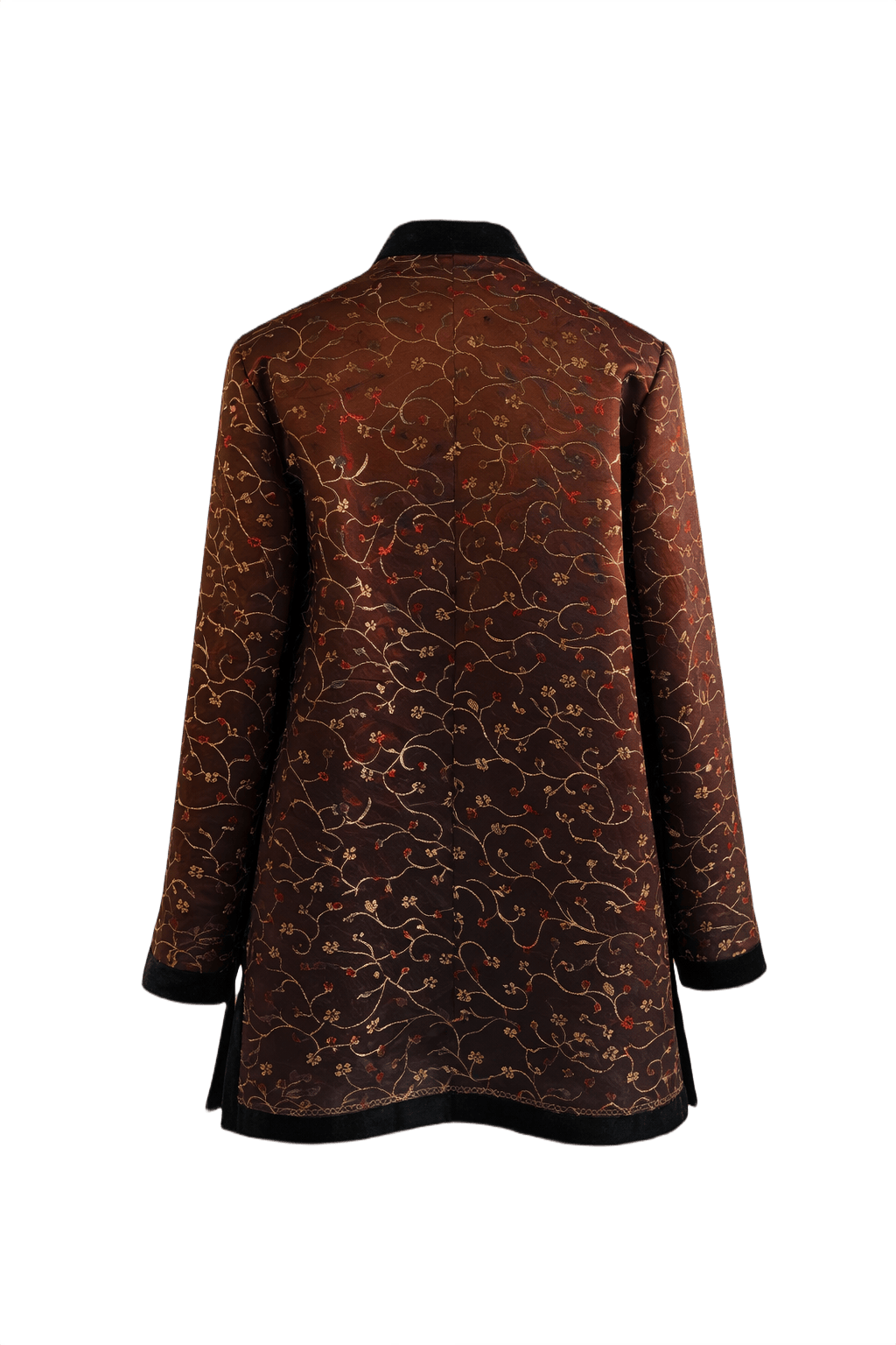 1970s Brown Silk Jacket - Back View