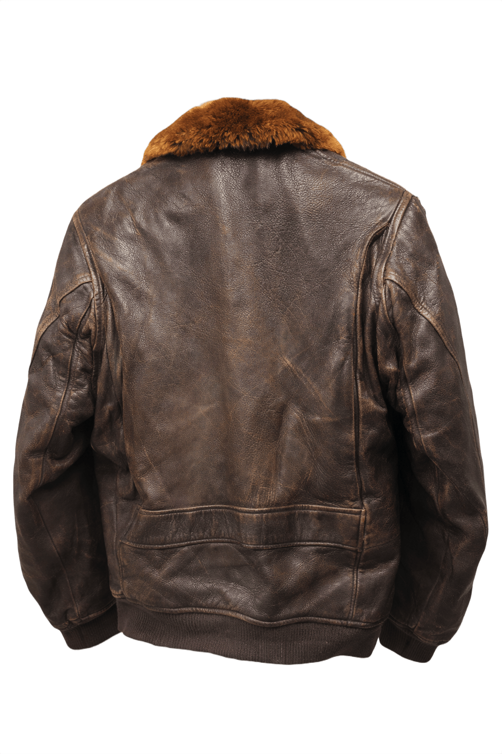 1940s Dark Brown Leather Jacket - Back View