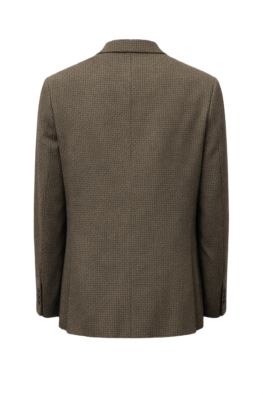1980s Brown Wool Blazer with Houndstooth Pattern - Back View
