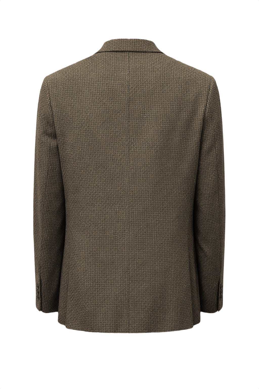 1980s Brown Wool Blazer with Houndstooth Pattern - Back View