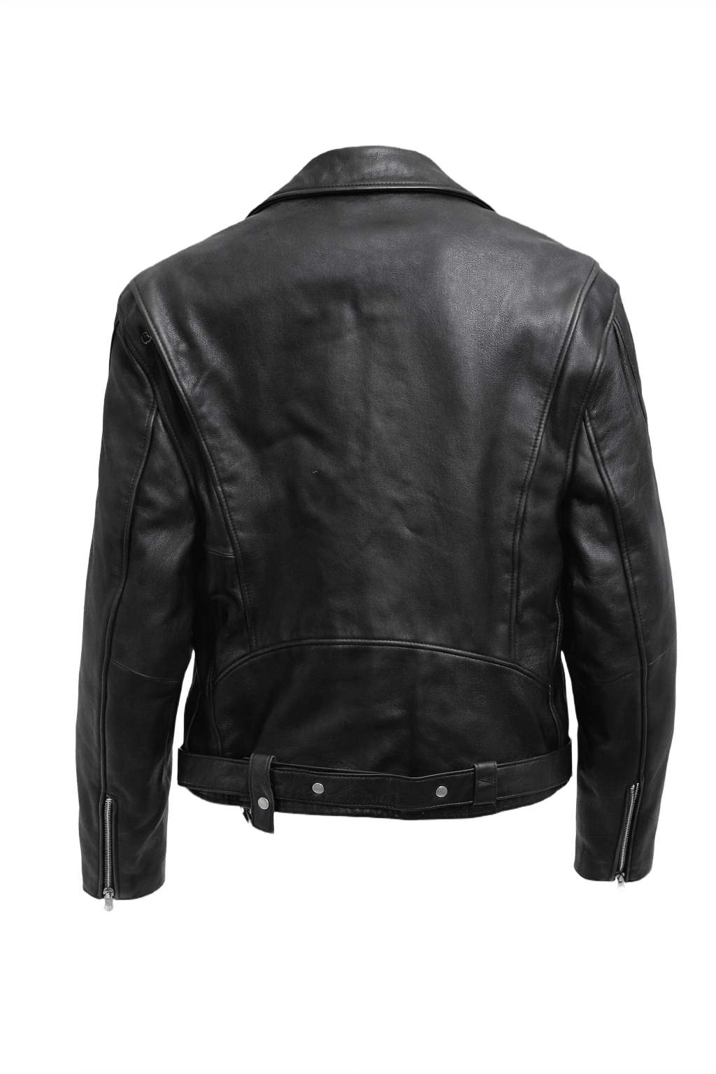 1960s Black Leather Mens Jacket - Back View