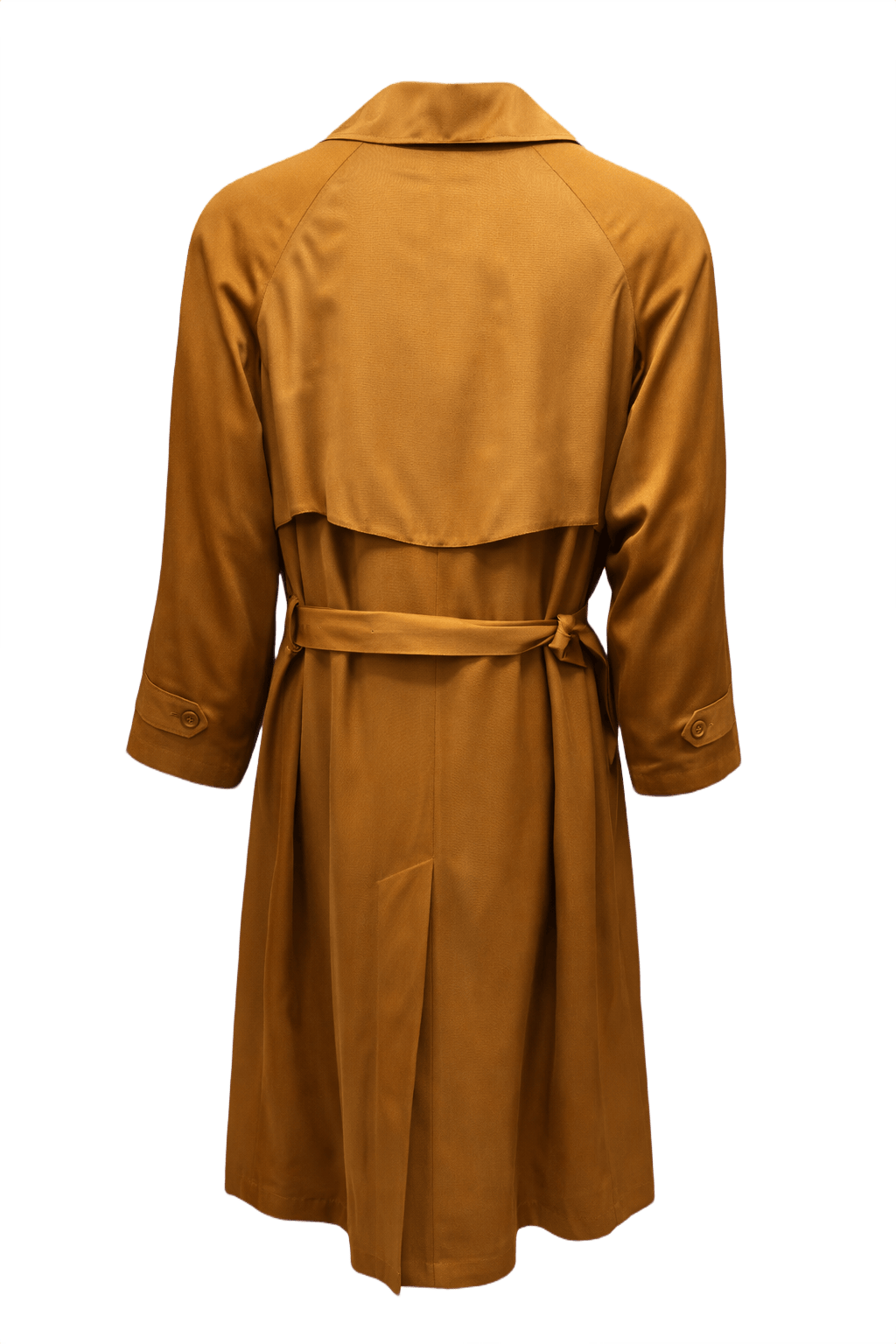 1980s Mustard Brown Cotton Blend Trench Coat - Back View