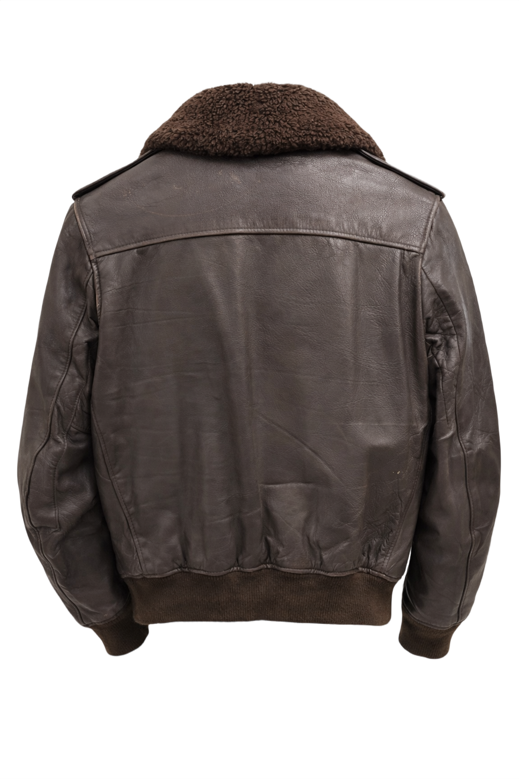 1960s Dark Brown Leather Bomber Jacket - Back View