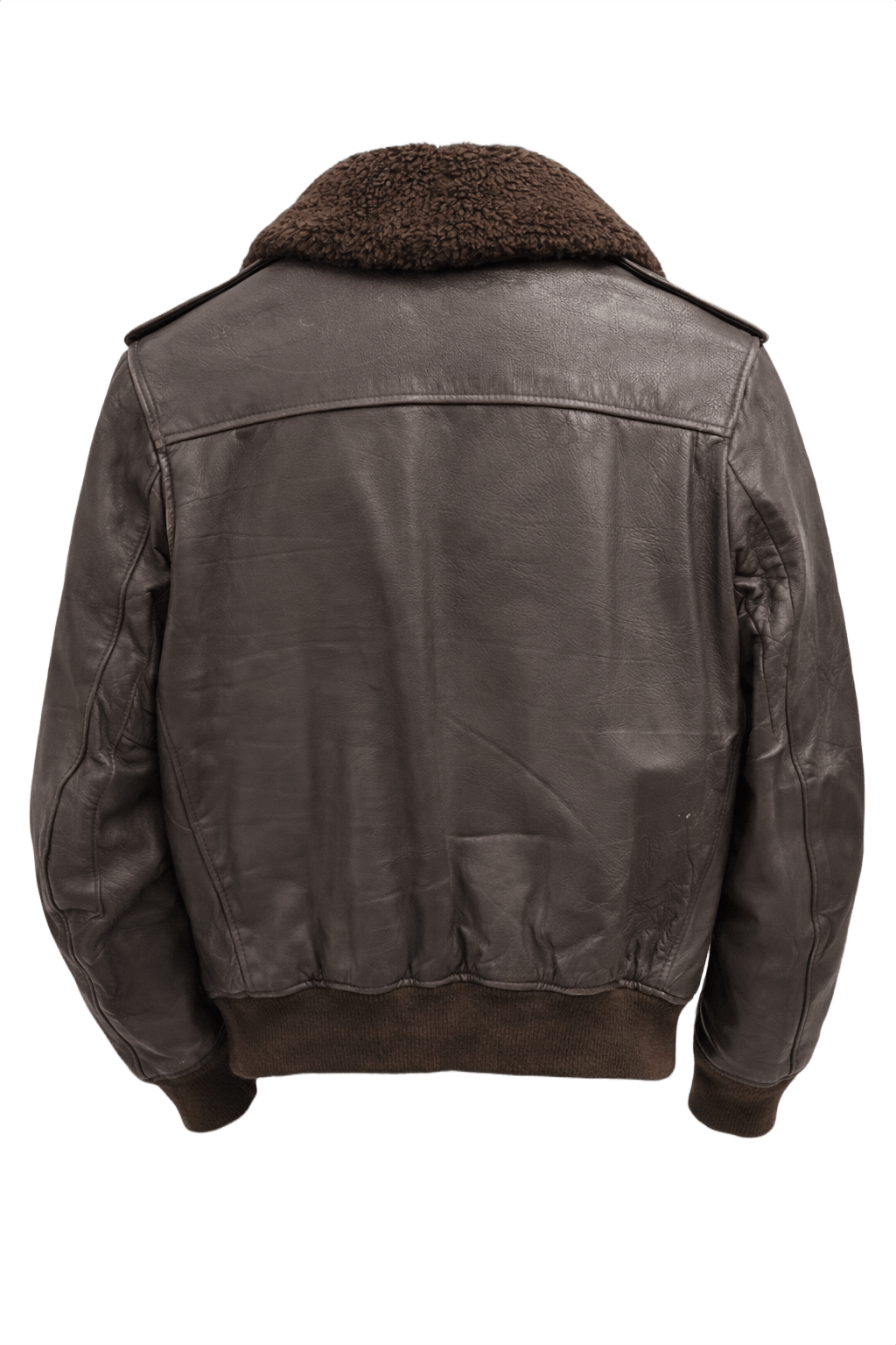 1960s Dark Brown Leather Bomber Jacket - Back View