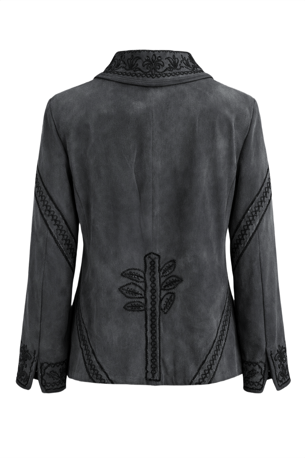 1990s Dark Grey Suede Jacket - Back View