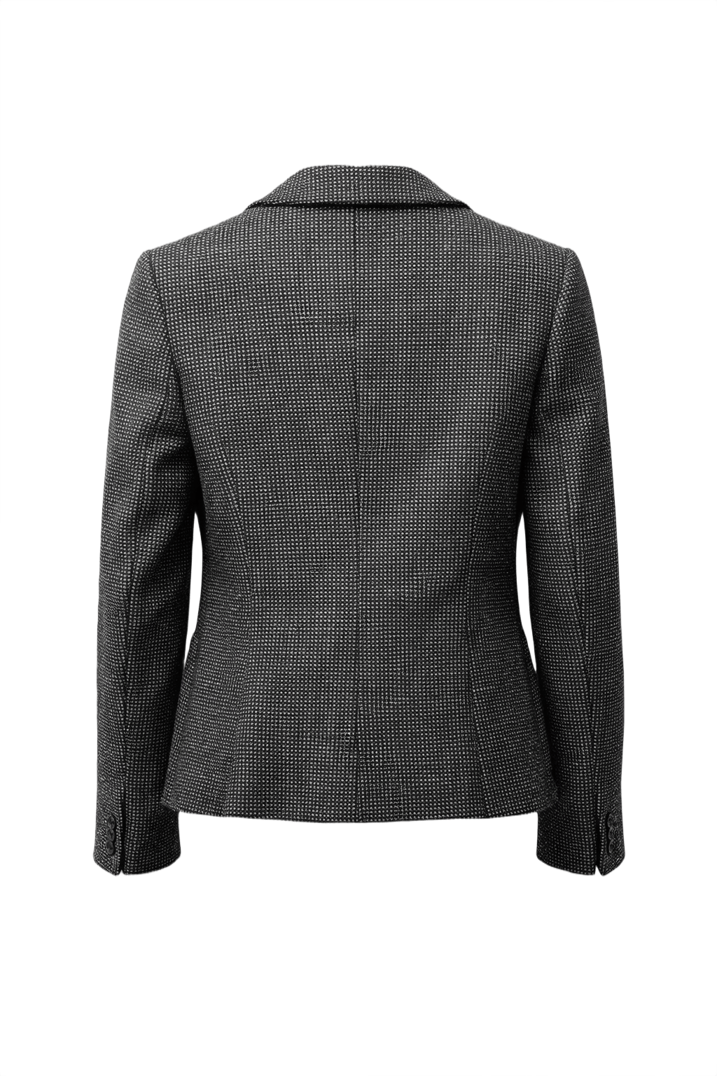 1980s Black and White Wool Blazer - Back View