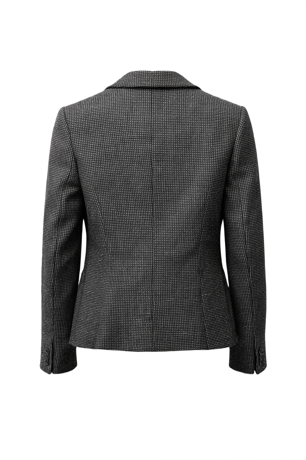 1980s Black and White Wool Blazer - Back View