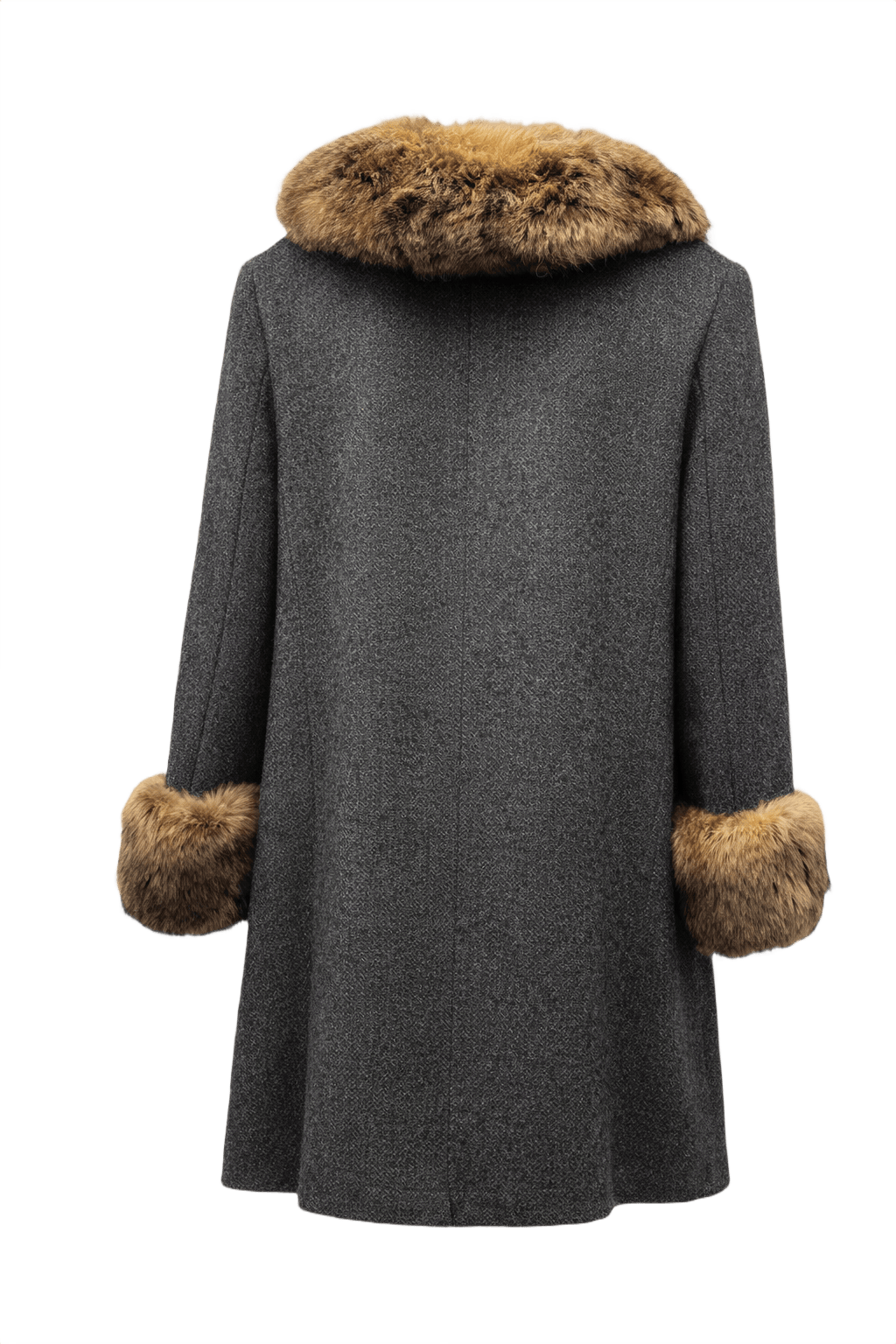 1960s Charcoal Grey Wool Coat - Back View
