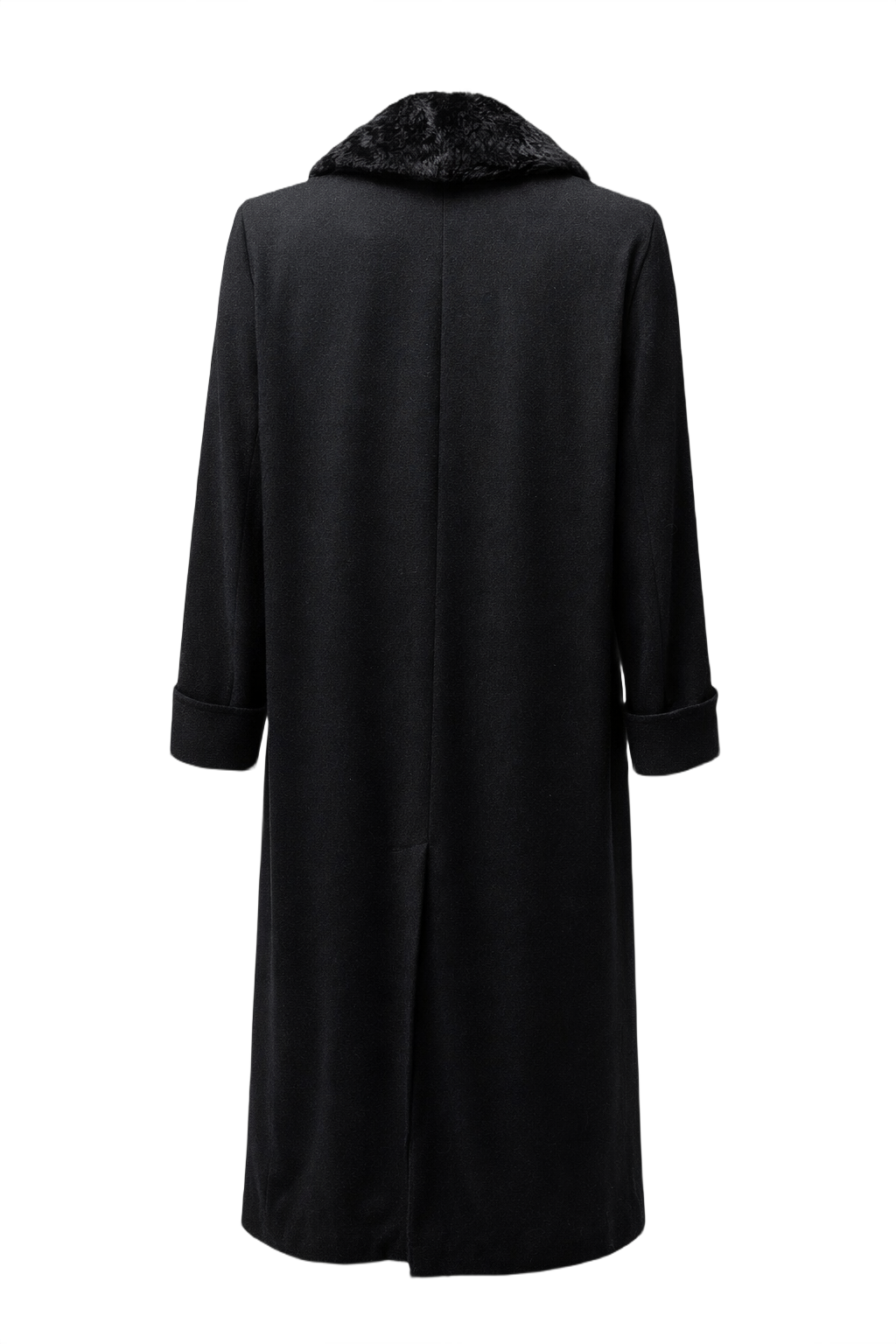 1990s Black Wool Coat - Back View