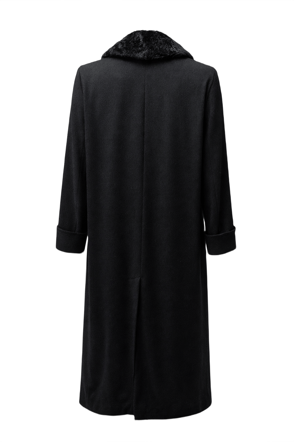 1990s Black Wool Coat - Back View