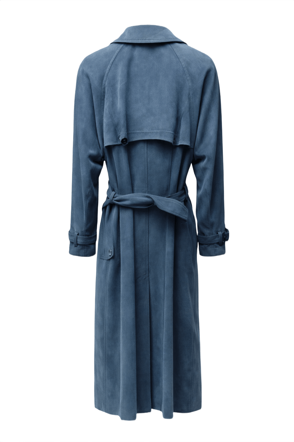 1990s Navy Blue Cotton Trench Coat - Back View