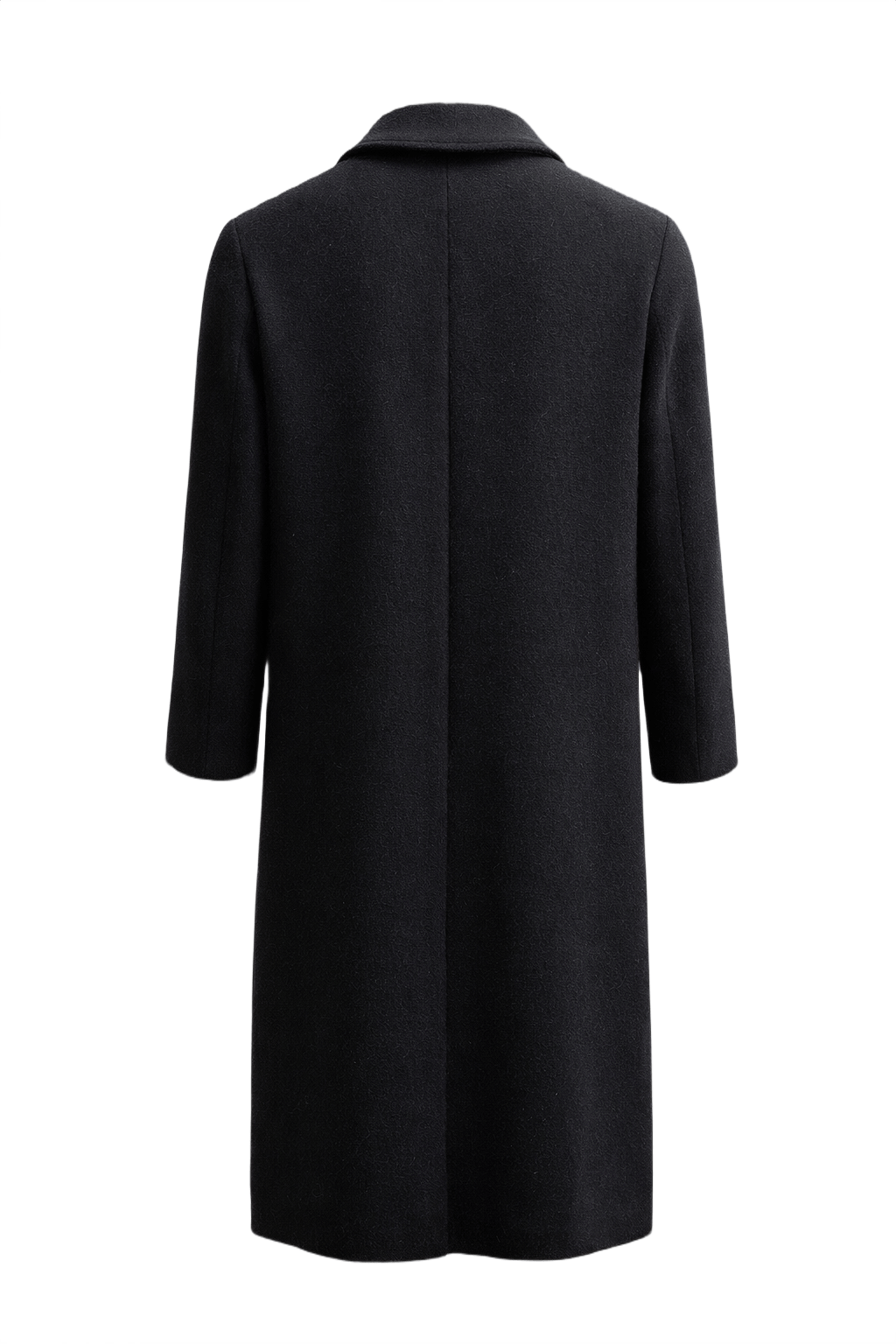1970s Black Wool Coat - Back View