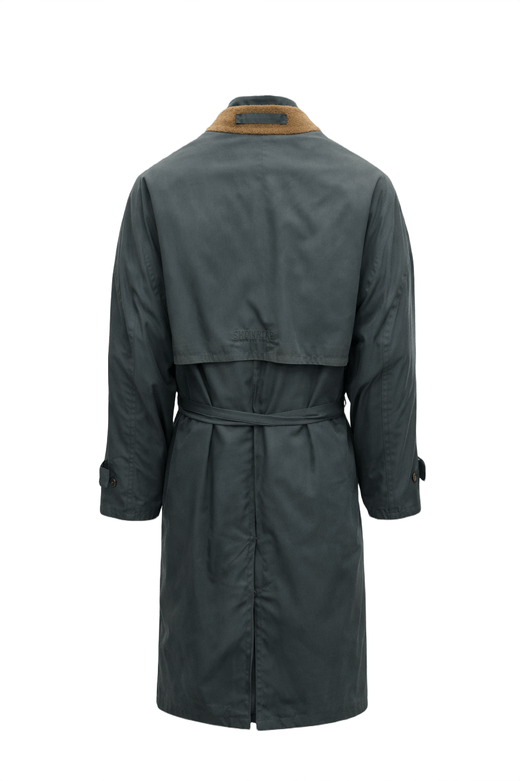 1980s Dark Teal Cotton Blend Coat - Back View
