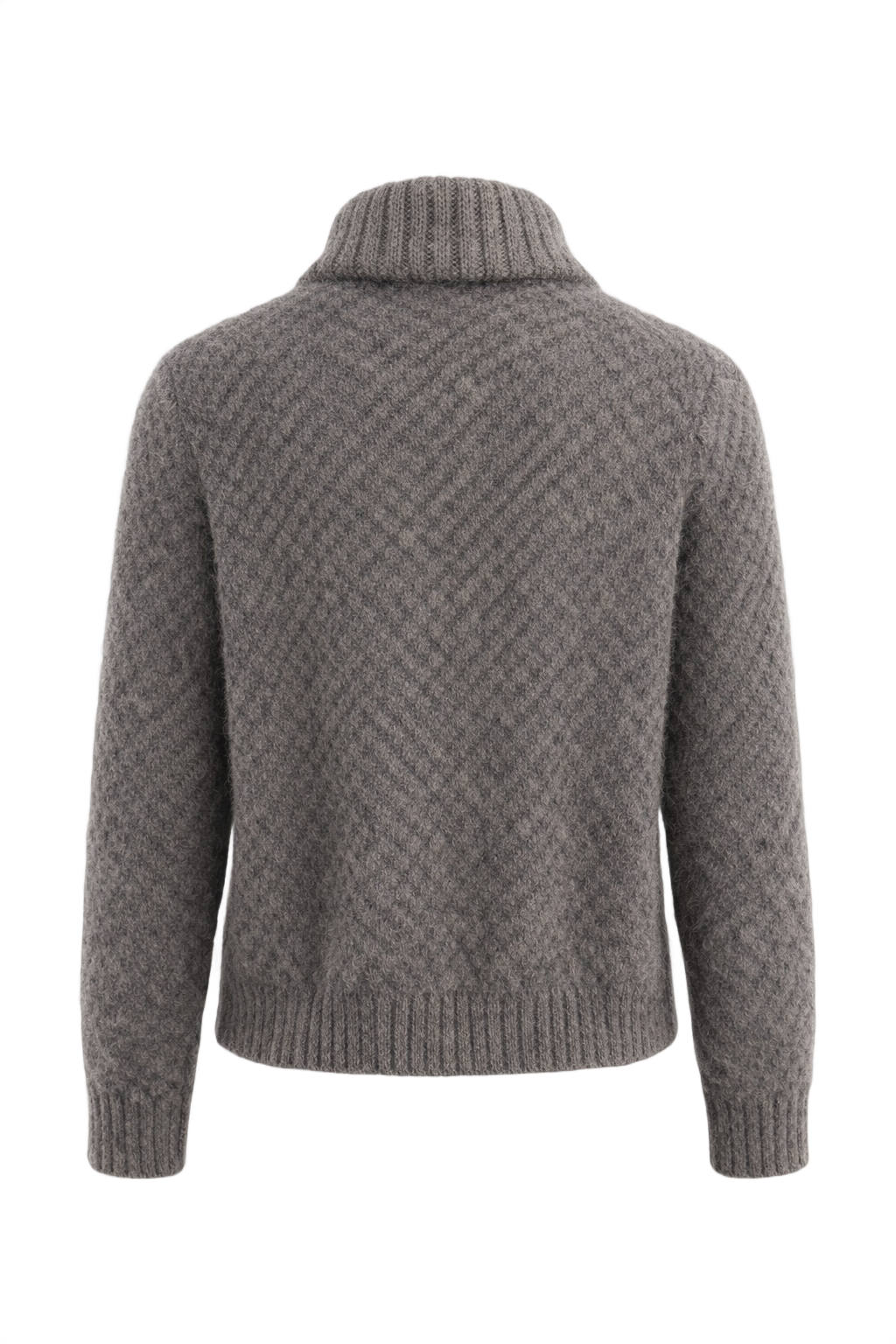 1970s Dark Gray Wool Cardigan - Back View