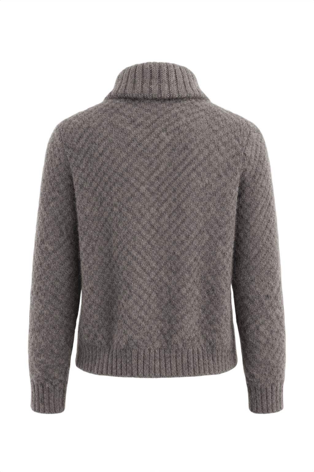 1970s Dark Gray Wool Cardigan - Back View