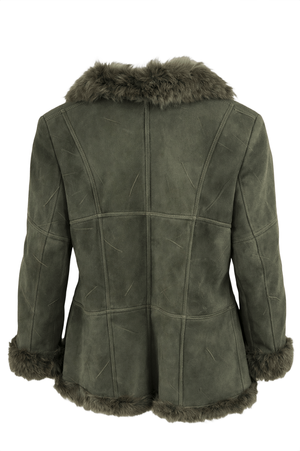 1990s Olive Green Suede Jacket - Back View