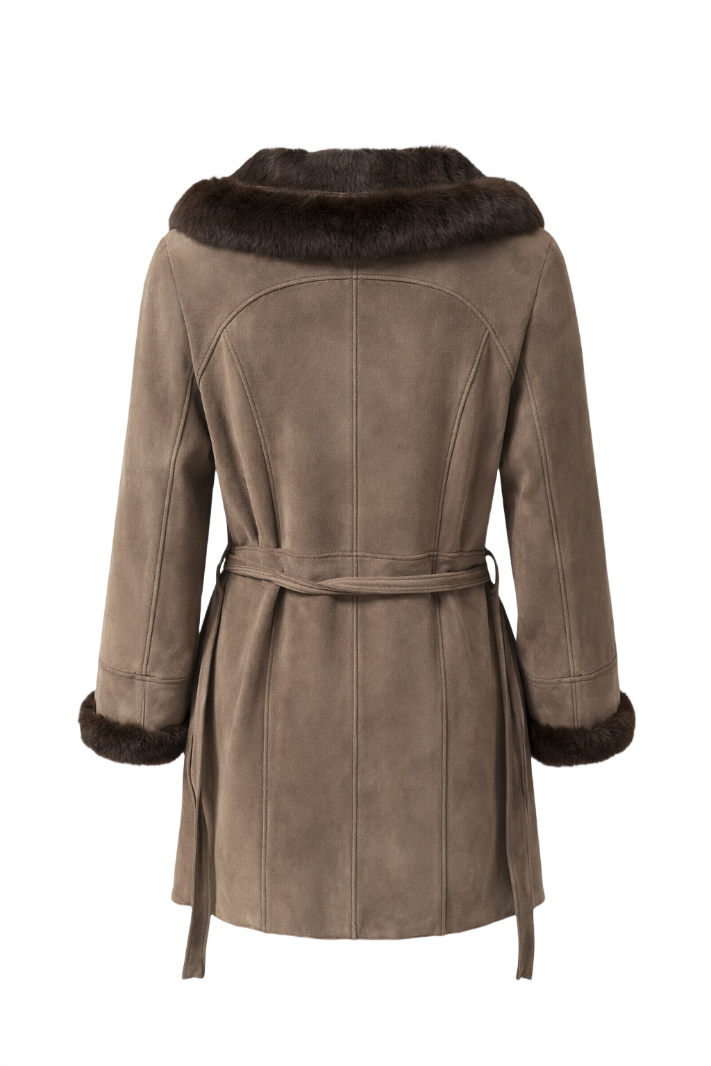 1990s Taupe Suede Coat - Back View