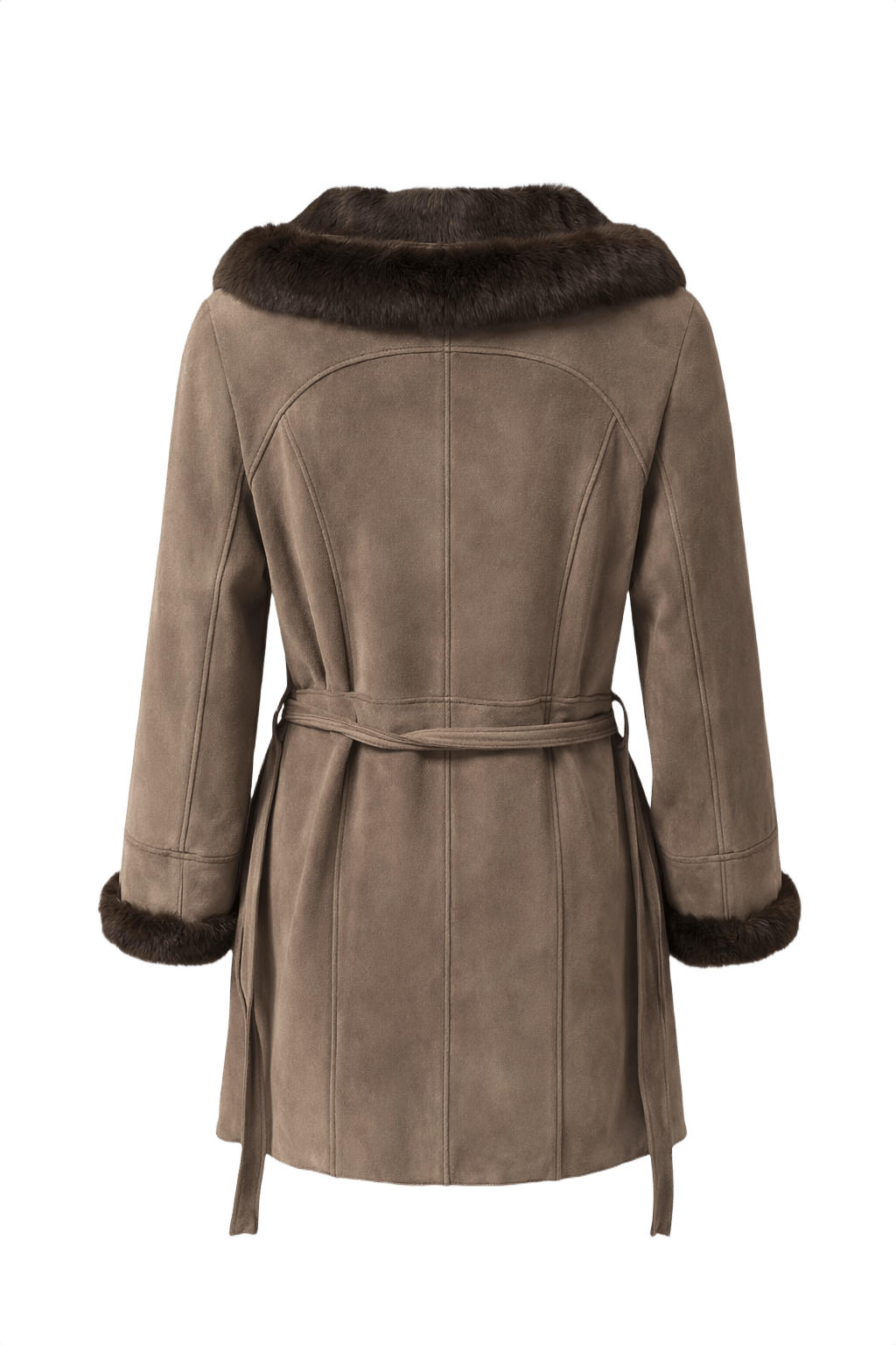 1990s Taupe Suede Coat - Back View