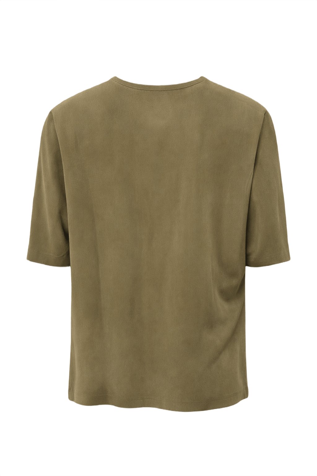 1990s Olive Green Silk Blouse - Back View