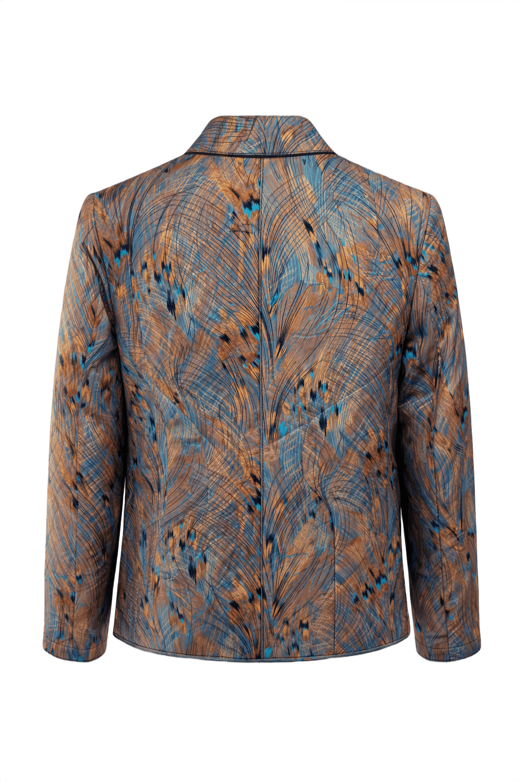 1970s Blue Silk Jacket - Back View