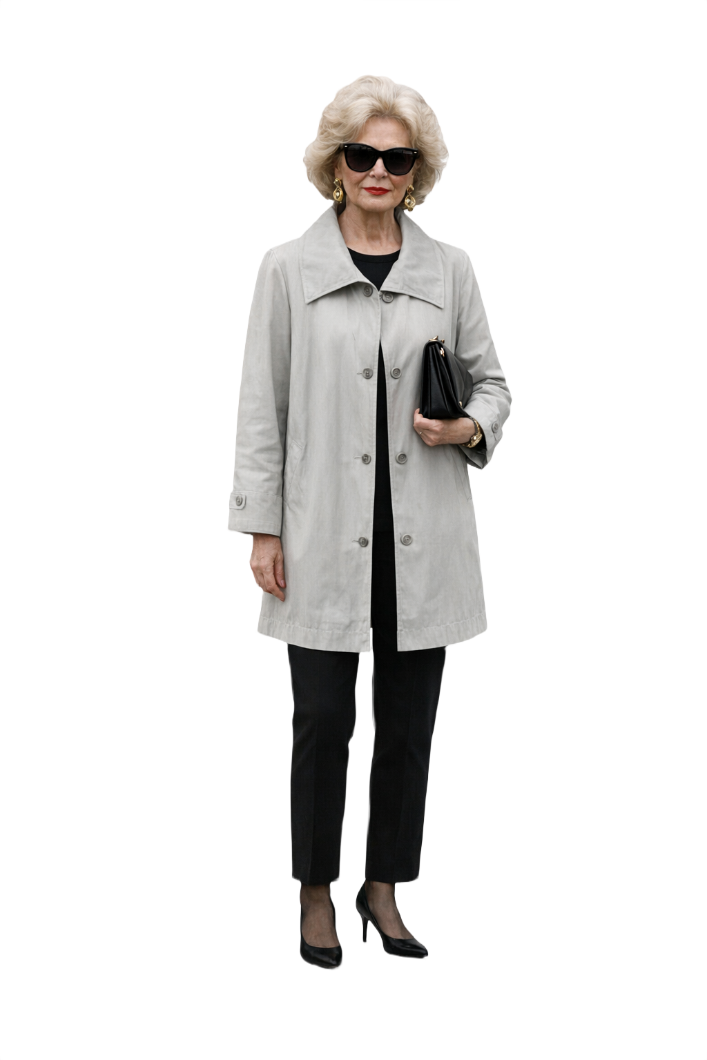 1980s Light Grey Cotton Trench Coat - Model
