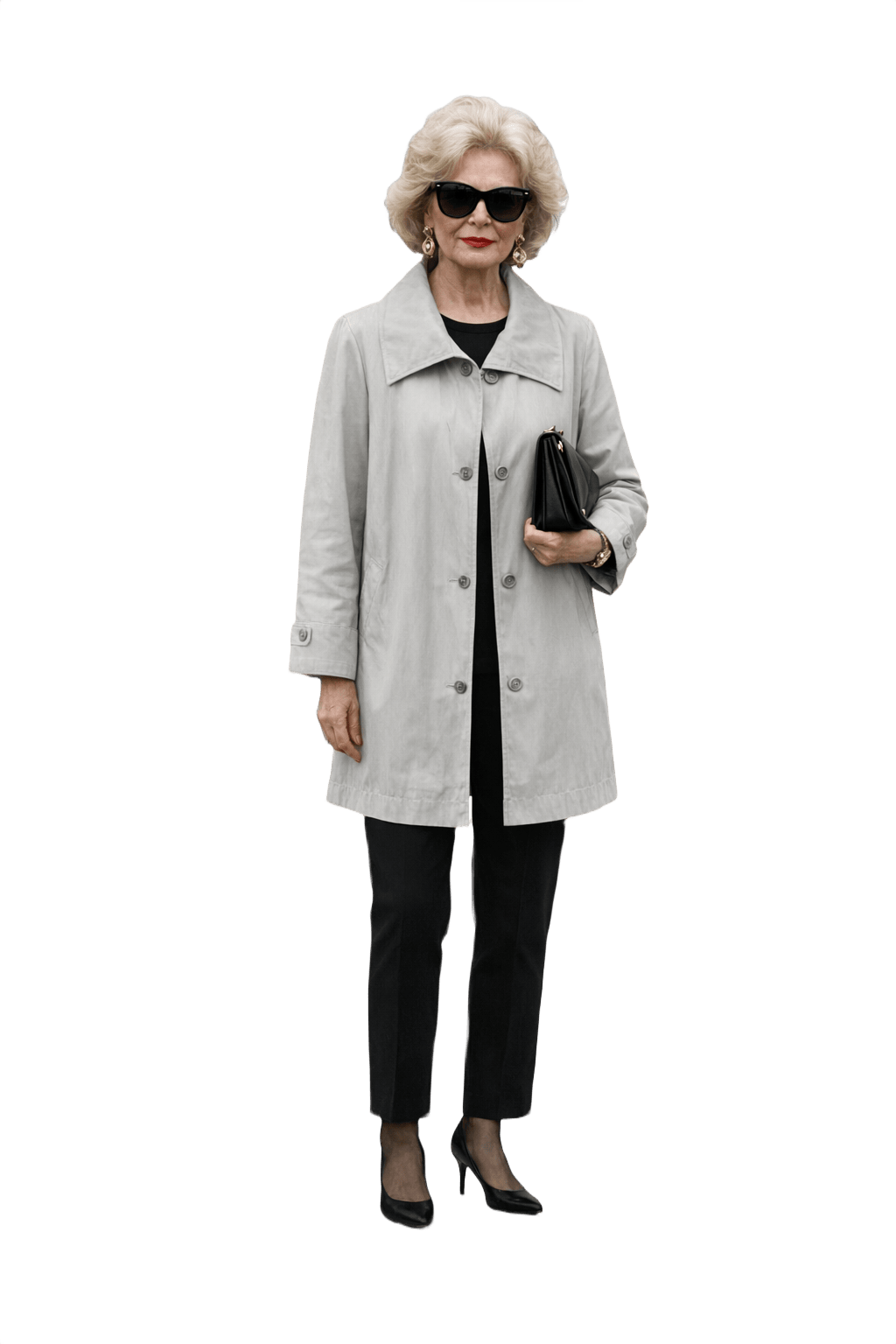 1980s Light Grey Cotton Trench Coat - Model