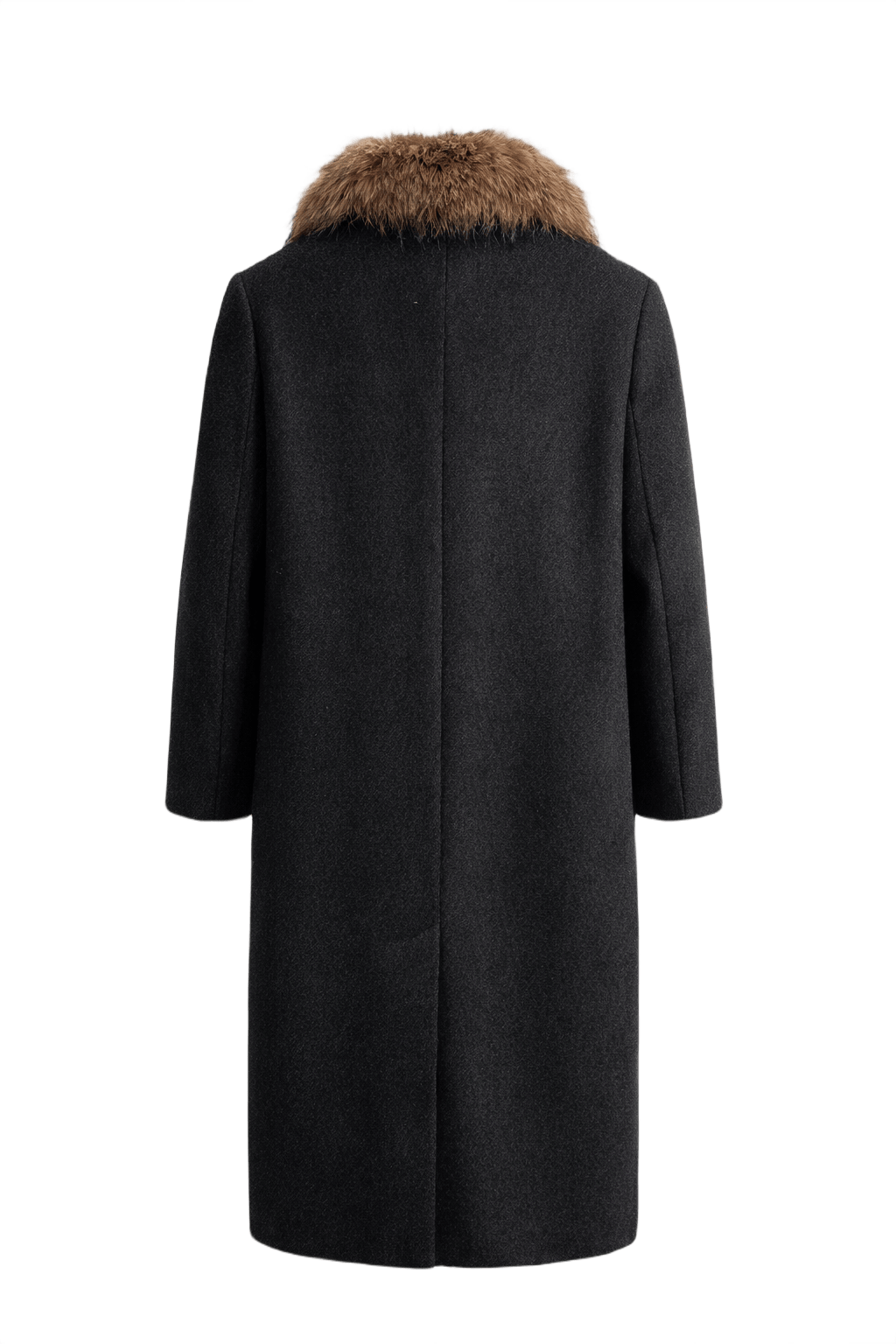 1990s Charcoal Grey Wool Coat - Back View
