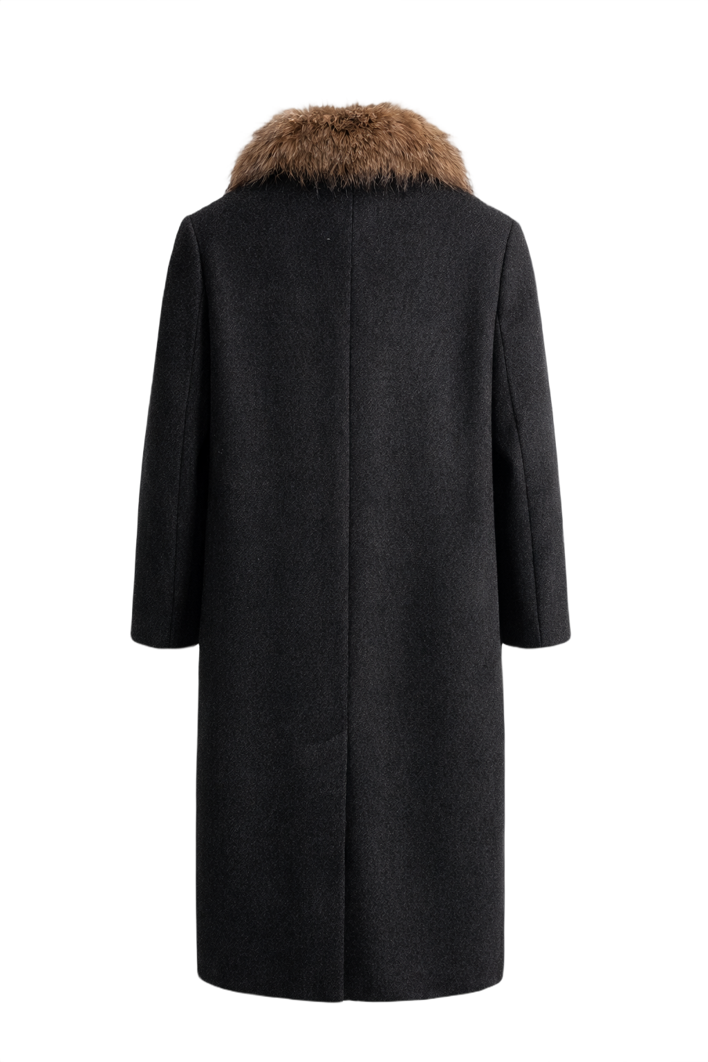 1990s Charcoal Grey Wool Coat - Back View