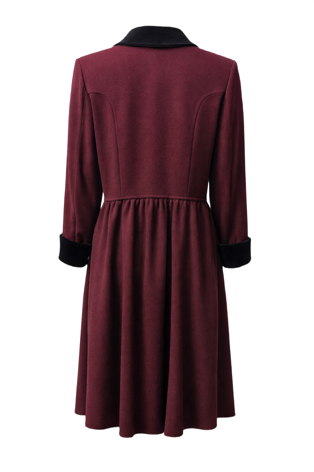 1980s Burgundy Wool Coat - Back View