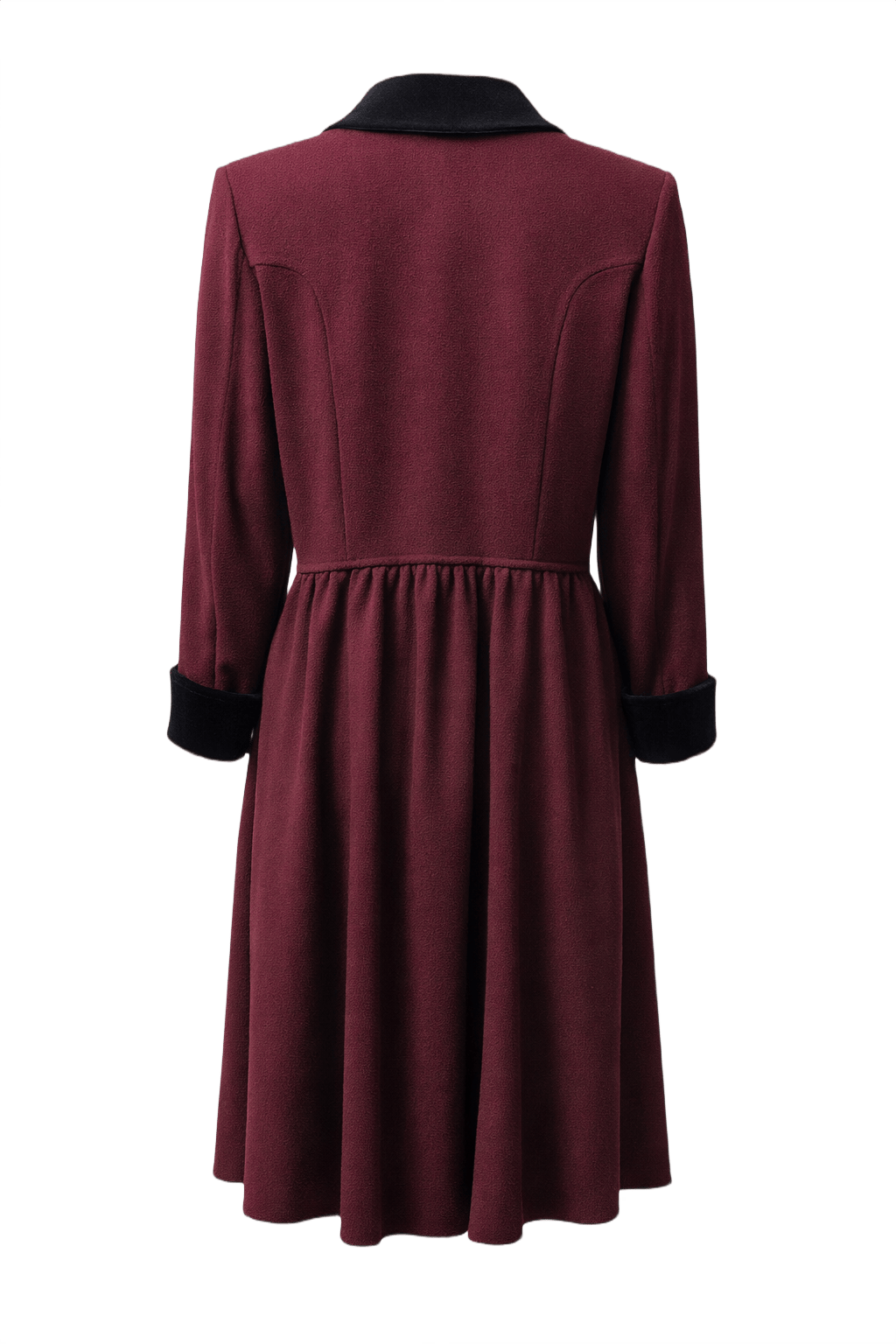 1980s Burgundy Wool Coat - Back View