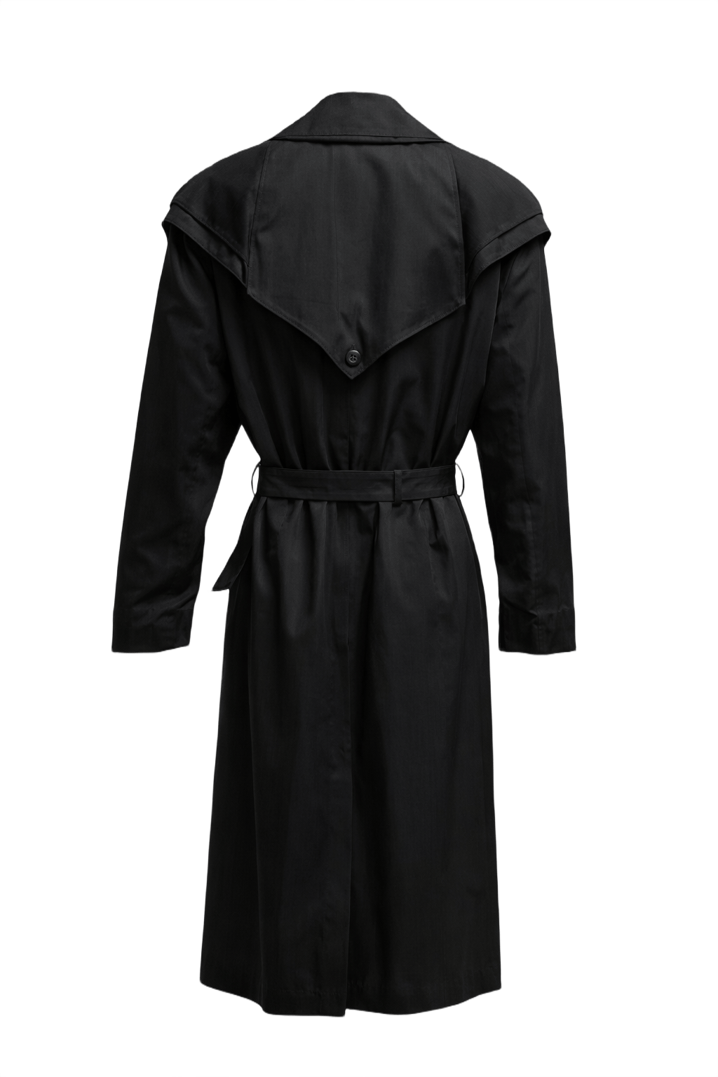 1980s Black Synthetic Blend Coat - Back View